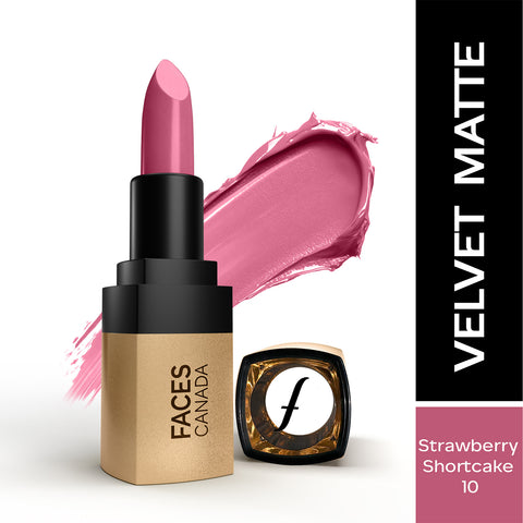 FACES CANADA Comfy Matte Velvet Touch Lipstick - Strawberry Shortcake 10, 4.2 gm | Velvety Matte Finish | 8HR Longstay | Intense Colour | Hydrating Lips | Smooth Application | Foodproof & Crackproof