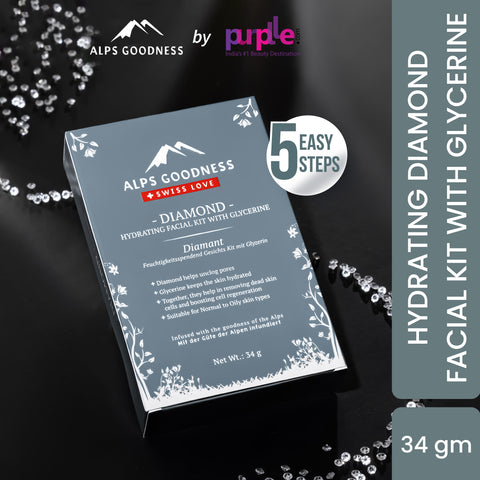 Alps Goodness Diamond Hydrating Facial Kit with Glycerine (34 gm) | Glowing Skin | Toning & Firming |Detoxification |At home Facial