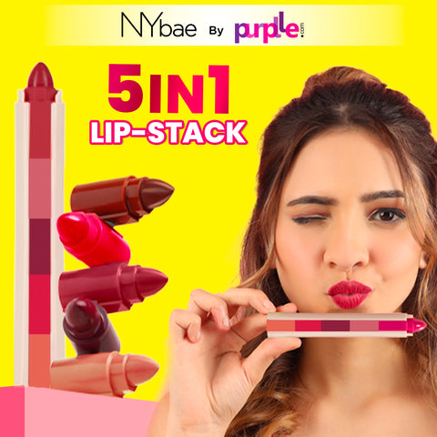 NY Bae 5 IN 1 Lipstick - Timeless Hues 03 (6.5 gm) | Creamy Matte | Lip Crayon | Multi-use: Blush, Eyeshadow, Lip Liner, Bronzer | Pink, Red & Nude Shades | Travel Kit