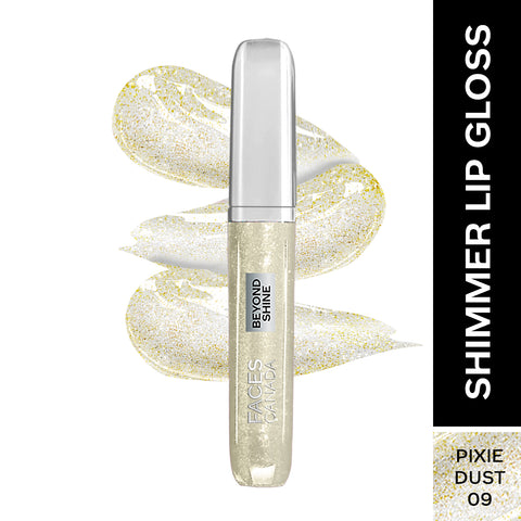 FACES CANADA Beyond Shine Lip Gloss - Pixie Dust 09, 3.8 ml | Lightweight Non-Sticky Luxurious Texture For Glossy Lips | Shimmer Finish | Instant Shine | Fuller, Supple & Plump Lips | 24HR Hydration