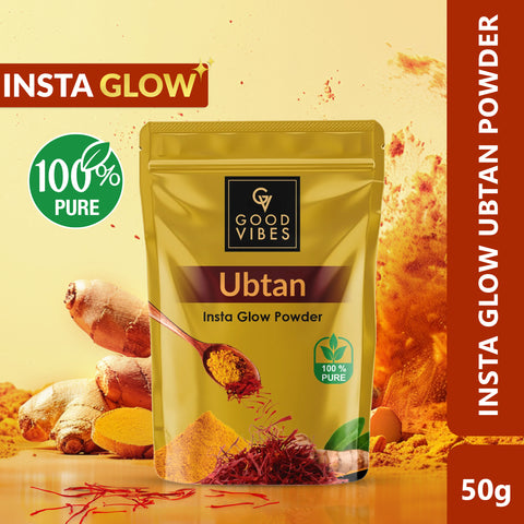 Good Vibes Ubtan Insta Glow Powder | 100% Natural, No Preservatives, No Pesticides, No Parabens, No Silicones, No Sulphates, No Animal Testing (50 gm)