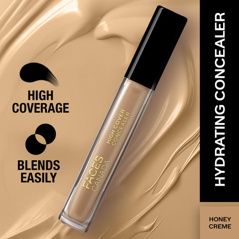 FACES CANADA High Cover Concealer - Honey Creme 02, 4 ml | Natural Finish Liquid Concealer | Blends Easily | Covers Spots, Blemishes & Dark Circles | Shea Butter & Vitamin E
