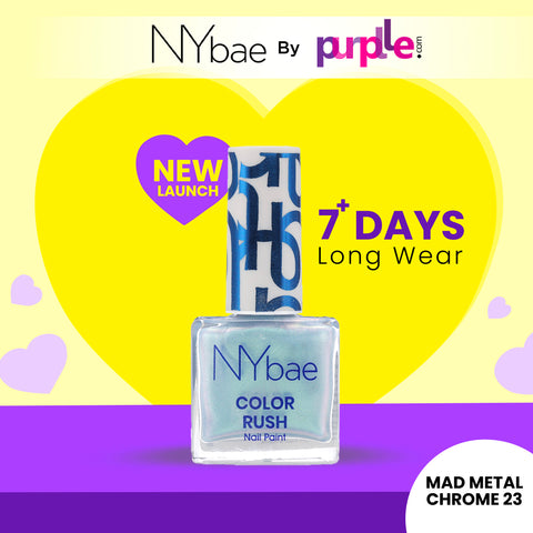 NY Bae Color Rush Nail Paint - Mad Metal Chrome 23 (5.6 ml) | Chip Resistant | Long Lasting | Quick Dry | Gel Nail Polish