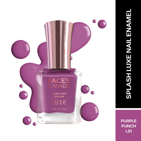 FACES CANADA Ultime Pro Splash Luxe Nail Enamel - Purple Punch (L51), 12ml | Glossy Finish | Quick Drying | Long Lasting | High Shine | Chip Defiant | Even-Finish | Vegan | Non-Toxic | Ethanol-Free