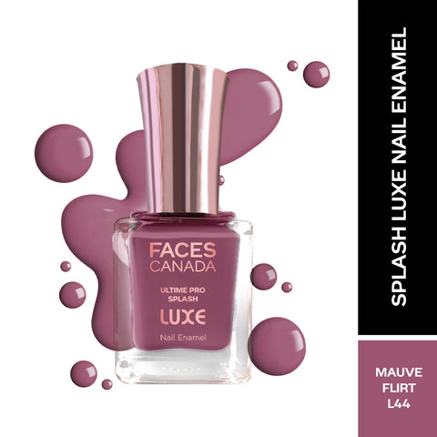 FACES CANADA Ultime Pro Splash Luxe Nail Enamel - Mauve Flirt (L44), 12ml | Glossy Finish | Quick Drying | Long Lasting | High Shine | Chip Defiant | Even-Finish | Vegan | Non-Toxic | Ethanol-Free