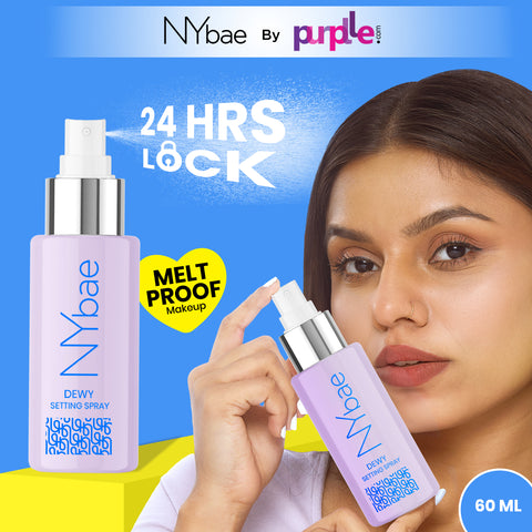 NY Bae Dewy Setting Spray (60 ml) | Glowing Skin | Dewy Makeup Fixer | Long Lasting Makeup | Crease-Free | Hydrating Face Mist | Hyaluronic Acid | Normal To Dry Skin