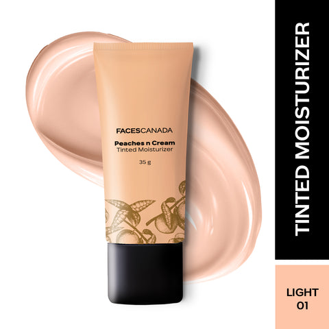FACES CANADA Peaches N Cream Tinted Moisturizer Mini - Light 01, Mini Size (18 gm) | Soft Peachy, Natural Glow | Lightly Tinted BB Cream | Non Oily Lightweight Gel Formula | Blends Easily | Suitable For All Skin Types