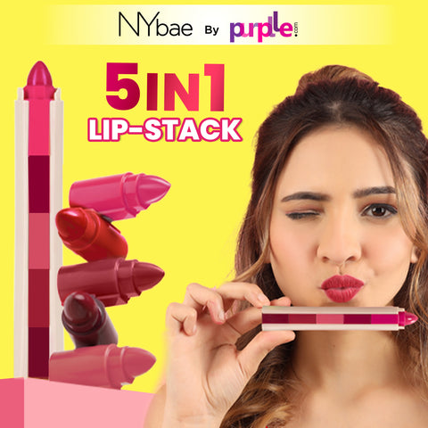 NY Bae 5 IN 1 Lipstick - Happy Hues 01 (6.5 gm) | Creamy Matte | Lip Crayon | Multi-use: Blush, Eyeshadow, Lip Liner, Bronzer | Pink & Red Shades | Travel Kit