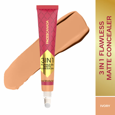 FACES CANADA 3 in 1 Flawless Matte Concealer - Ivory 8 gm