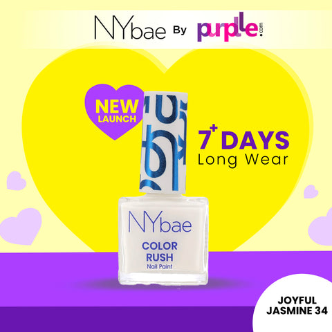 NY Bae Color Rush Nail Paint - Joyful Jasmine 34 (5.6 ml) | Chip Resistant | Long Lasting | Quick Dry | Gel Nail Polish