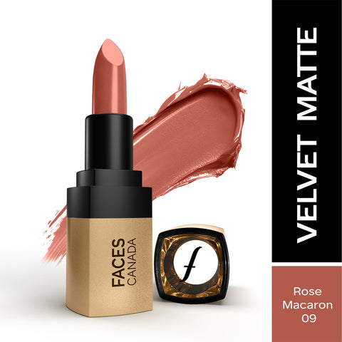 FACES CANADA Comfy Matte Velvet Touch Lipstick - Rose Macaron 09, 4.2 gm | Velvety Matte Finish | 8HR Longstay | Intense Colour | Hydrating Lips | Smooth Application | Foodproof & Crackproof