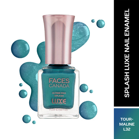FACES CANADA Ultime Pro Splash Luxe Nail Enamel - Tourmaline (L32), 12 ml | Glossy Finish | Quick Drying | Long Lasting | High Shine | Chip Defiant | Even-Finish | Vegan | Non-Toxic | Ethanol-Free