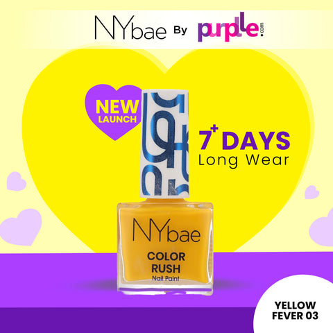 NY Bae Color Rush Nail Paint - Yellow Fever 03 (5.6 ml) | Chip Resistant | Long Lasting | Quick Dry | Gel Nail Polish