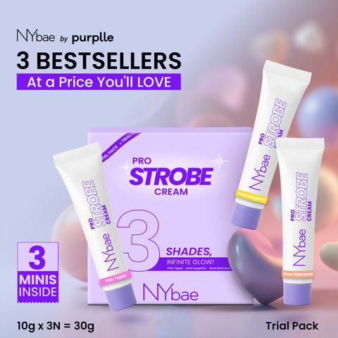 NY Bae Pro Strobe Cream Trial Pack of 3: Pink Topaz, Rose Diamond & Gold Sapphire (10 gm x 3) | Primer + Moisturizer + Highlighter | Dewy Glowing Skin | Instant Glow | Korean Glow, Sun-kissed Glow & Golden Hour Glow | Suited for all Skin Tones