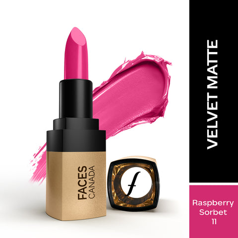 FACES CANADA Comfy Matte Velvet Touch Lipstick - Raspberry Sorbet 11, 4.2 gm | Velvety Matte Finish | 8HR Longstay | Intense Colour | Hydrating Lips | Smooth Application | Foodproof & Crackproof