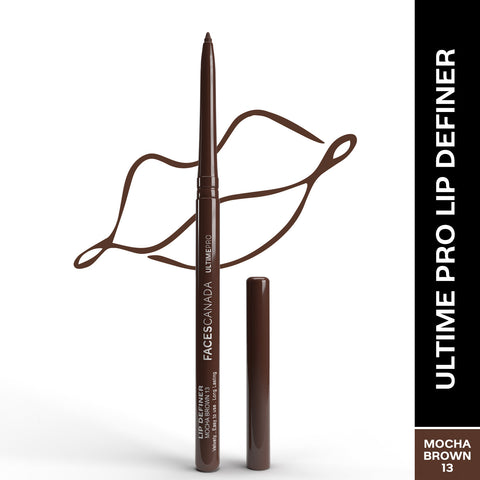 FACES CANADA Ultime Pro Lip Definer - Mocha Brown 13,0.35 gm | Rich & Creamy Texture | Matte Finish | Fuller & Brighter Lips | Easily Blendable | Highly Pigmented | Waterproof & Smudgeproof