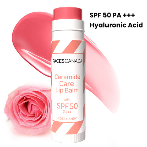 FACES CANADA Ceramide Care Lip Balm - Rose Candy 02 4 gm | SPF 50 PA +++ Protection
