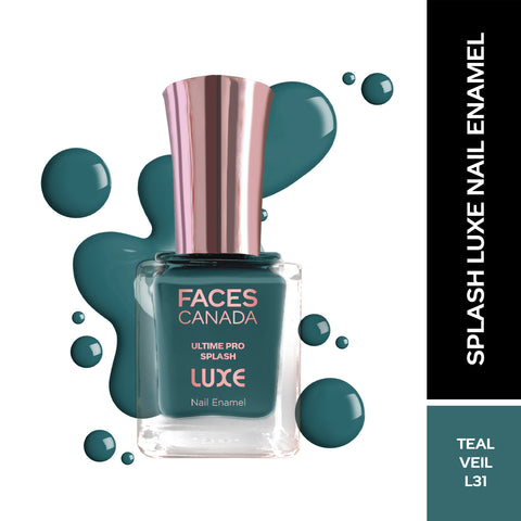 FACES CANADA Ultime Pro Splash Luxe Nail Enamel - Teal Veil (L31), 12ml | Glossy Finish | Quick Drying | Long Lasting | High Shine | Chip Defiant | Even-Finish | Vegan | Non-Toxic | Ethanol-Free