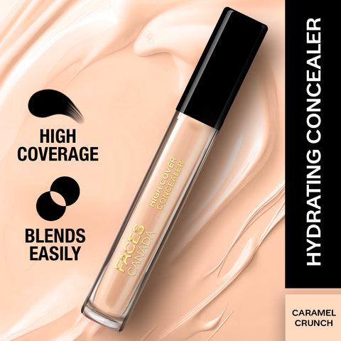 FACES CANADA High Cover Concealer - Caramel Crunch 03, 4 ml | Natural Finish Liquid Concealer | Blends Easily | Covers Spots, Blemishes & Dark Circles | Shea Butter & Vitamin E