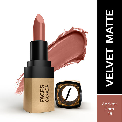 FACES CANADA Comfy Matte Velvet Touch Lipstick - Apricot Jam 15, 4.2 gm | Velvety Matte Finish | 8HR Longstay | Intense Colour | Hydrating Lips | Smooth Application | Foodproof & Crackproof