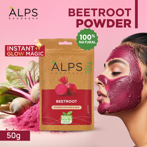 Alps Goodness Powder - Beetroot (50 gm) | 100% Natural Powder | No Chemicals, No Preservatives, No Pesticides | Hair Mask or Face Mask | Nourishes hair follicles | Face Pack for brightening skin | Hair Spa
