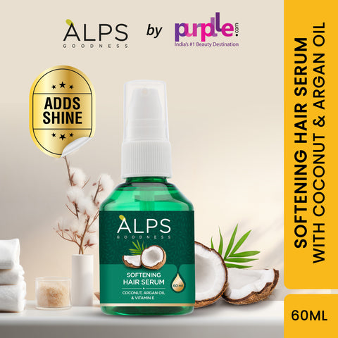 Alps Goodness Softening Hair Serum with Coconut, Argan Oil & Vitamin E (60 ml) | For Soft & Frizz-Free Hair | Hair Serum for Smoothening | Adds Shine
