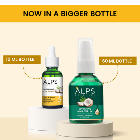 Alps Goodness Softening Hair Serum with Coconut, Argan Oil & Vitamin E (60 ml) | For Soft & Frizz-Free Hair | Hair Serum for Smoothening | Adds Shine