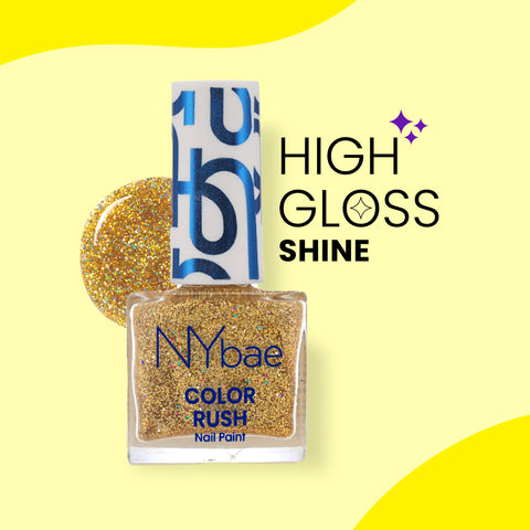 NY Bae Color Rush Nail Paint - Glam Giltter 02 (5.6 ml) | Chip Resistant | Long Lasting | Quick Dry | Gel Nail Polish