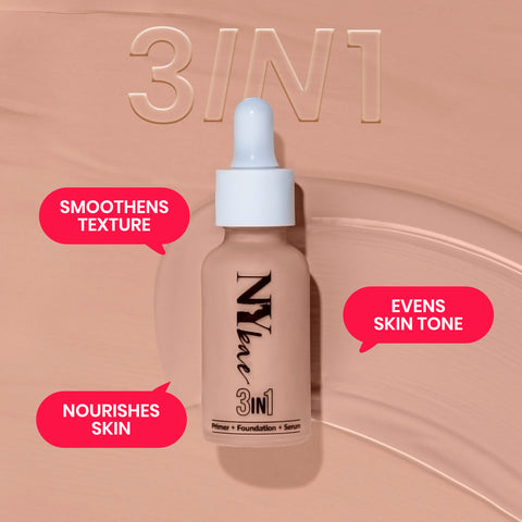 NY Bae 3 IN 1 Serum Foundation - Cool Cashew 04 (30 ml) | Infused with Primer | Moisturising I Glowing Korean Skin I Celeb Glow | Dewy Makeup | Evens Skin Tone | Ultra Glow