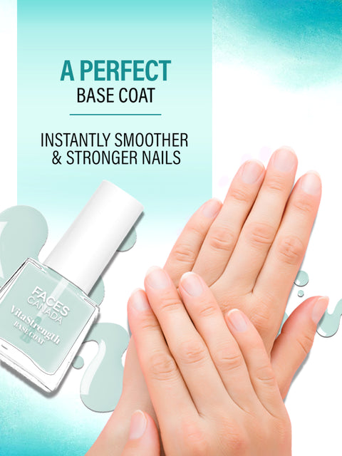 FACES CANADA VitaStrength Base Coat, 5 ml | Strengthens Nails | Brightens | Multivitamin | Borage Oil | Instantly Smoothens | Hydrates | Cruelty-free
