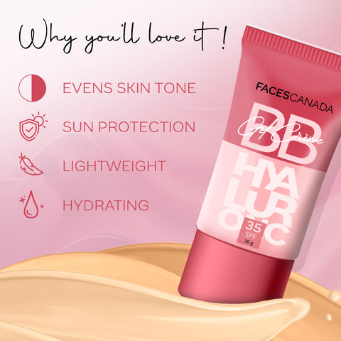FACES CANADA SPF 35 BB Gel Creme - Light Vanilla, 30 gm | Multitasking | Even Skin Tone | Instant Glow | Smooth Flawless Matte Finish | Hydrating | Lightweight & Nonsticky