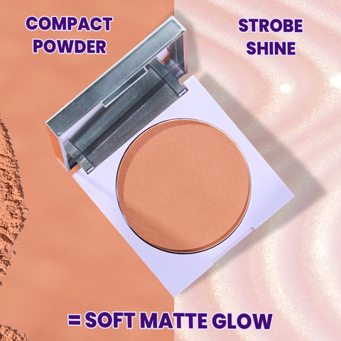 NY Bae Strobe Glow Compact Powder – Soft Pink 01 (8.5 gm) Fair-Medium Skin Tone | Highlighter + Compact | 10 Hrs+ Oil Control | Matte Glow | Shimmer Infused | Soft Powder Puff + Built-In Mirror |