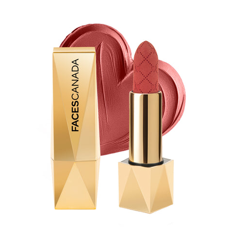 FACES CANADA Comfy Silk Obsession Lipstick - Assertive Nude 05, 4 gm | Creamy Matte Finish | Highly Pigmented | 8 Hours Long Stay | Luxurious & Elegant | Glides Effortlessly | Silky Smooth Texture | Hydrating Lips