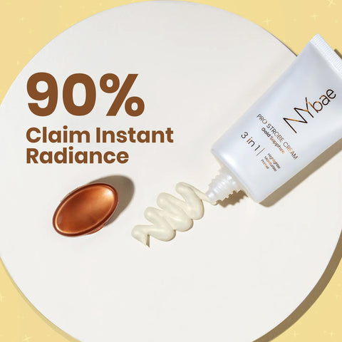 NY Bae PRO Strobe Cream - Gold Sapphire (30 gm) | Primer + Highlighter + Moisturizer | Dewy Makeup | Glowing Korean Skin | Value Pack | Best Suited For Normal To Dry Skin