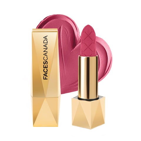 FACES CANADA Comfy Silk Obsession Lipstick - Brazen Pink 02, 4 gm | Creamy Matte Finish | Highly Pigmented | 8 Hours Long Stay | Luxurious & Elegant | Glides Effortlessly | Silky Smooth Texture | Hydrating Lips