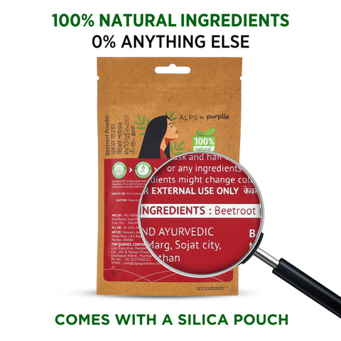 Alps Goodness Powder - Beetroot (50 gm) | 100% Natural Powder | No Chemicals, No Preservatives, No Pesticides | Hair Mask or Face Mask | Nourishes hair follicles | Face Pack for brightening skin | Hair Spa