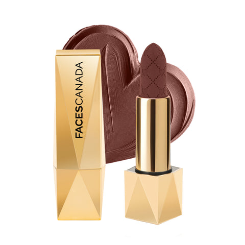 FACES CANADA Comfy Silk Obsession Lipstick - Bold Brown 07, 4 gm | Creamy Matte Finish | Highly Pigmented | 8 Hours Long Stay | Luxurious & Elegant | Glides Effortlessly | Silky Smooth Texture | Hydrating Lips
