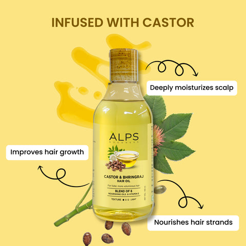 Alps Goodness Castor & Bhringraj Hair Oil | Hair Fall Control | Hair Growth | 300 ml