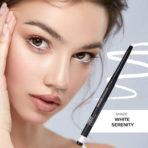 FACES CANADA Magneteyes Color Kajal - White Serenity, 0.30 gm | Highly Pigmented Kohl | 12HR Long Stay | Single Stroke Glide | Waterproof & Smudgeproof | Almond Oil Enriched
