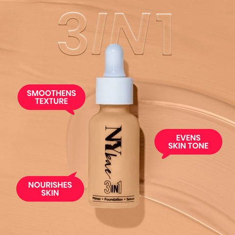 NY Bae 3 IN 1 Serum Foundation - Cool Vanilla 02 (30 ml) | Infused with Primer | Moisturising I Glowing Korean Skin I Celeb Glow | Dewy Makeup | Evens Skin Tone | Ultra Glow