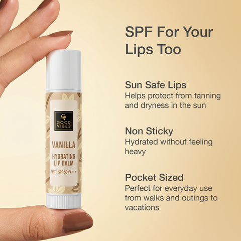 Good Vibes Vanilla Hydrating Lip Balm SPF 50 PA+++ – 4 gm
