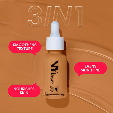 NY Bae 3 IN 1 Serum Foundation - Warm Sand 05 (30 ml) | Infused with Primer | Moisturising I Glowing Korean Skin I Celeb Glow | Dewy Makeup | Evens Skin Tone | Ultra Glow