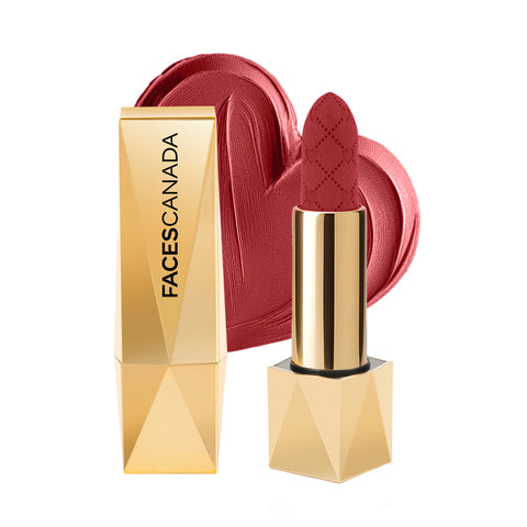 FACES CANADA Comfy Silk Obsession Lipstick - Dramatic Rust 11, 4 gm| Creamy Matte Finish | Highly Pigmented | 8 Hours Long Stay | Luxurious & Elegant | Glides Effortlessly | Silky Smooth Texture | Hydrating Lips