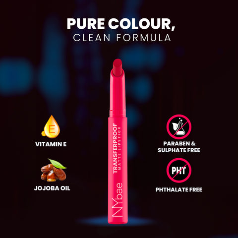 NY Bae Transfer-proof Matte Crayon Lipstick – Pumpkin Spice 07 - 2 gm Creamy & Moisturizing | Vitamin E| Feather Light Texture | 12 shades for all Indian skin tones | Smudge Proof | Retractable Easy to Use | Smooth Application | 8 hrs+ Stay