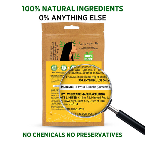 Alps Goodness Powder - Wild Turmeric (50 gm) | 100% Natural Kasturi Haldi Powder | No Chemicals, No Preservatives, No Pesticides | Face Mask for Even Toned Skin & Glow
