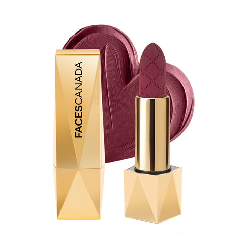 FACES CANADA Comfy Silk Obsession Lipstick - Delicate Plum 06, 4 gm| Creamy Matte Finish | Highly Pigmented | 8 Hours Long Stay | Luxurious & Elegant | Glides Effortlessly | Silky Smooth Texture | Hydrating Lips