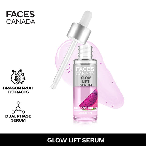 FACES CANADA Glow Lift Serum, 27 ml | Dragon Fruit & Arbutin | Biphasic Face Serum | Restores Glow & Hydrates For Spotless, Radiant & Plump Skin | Helps Reduce Dark Spots & Pigmentation