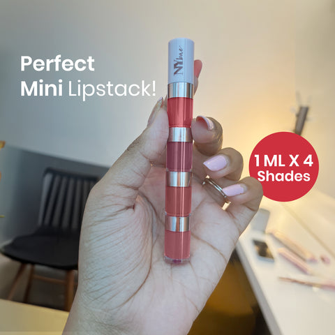 NY Bae 4 IN 1 Lip Play Liquid Lipstick - Nude Tease (4 ml) | Matte Lips | Super Pigmented | Multi-Use | Nude & Brown Shades | Travel Kit