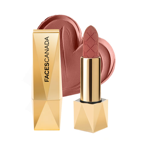 FACES CANADA Comfy Silk Obsession Lipstick - Fierce Brown 08, 4 gm | Creamy Matte Finish | Highly Pigmented | 8 Hours Long Stay | Luxurious & Elegant | Glides Effortlessly | Silky Smooth Texture | Hydrating Lips