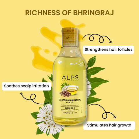 Alps Goodness Castor & Bhringraj Hair Oil | Hair Fall Control | Hair Growth | 300 ml